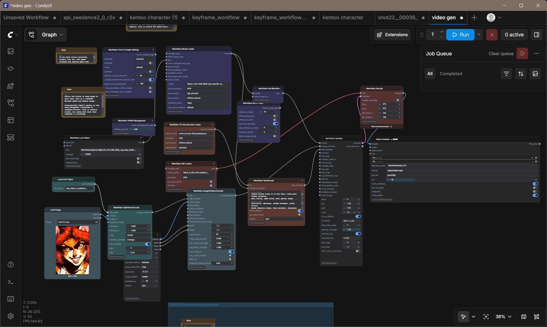 ComfyUI WanVideo animation workflow converting keyframes to animated clips